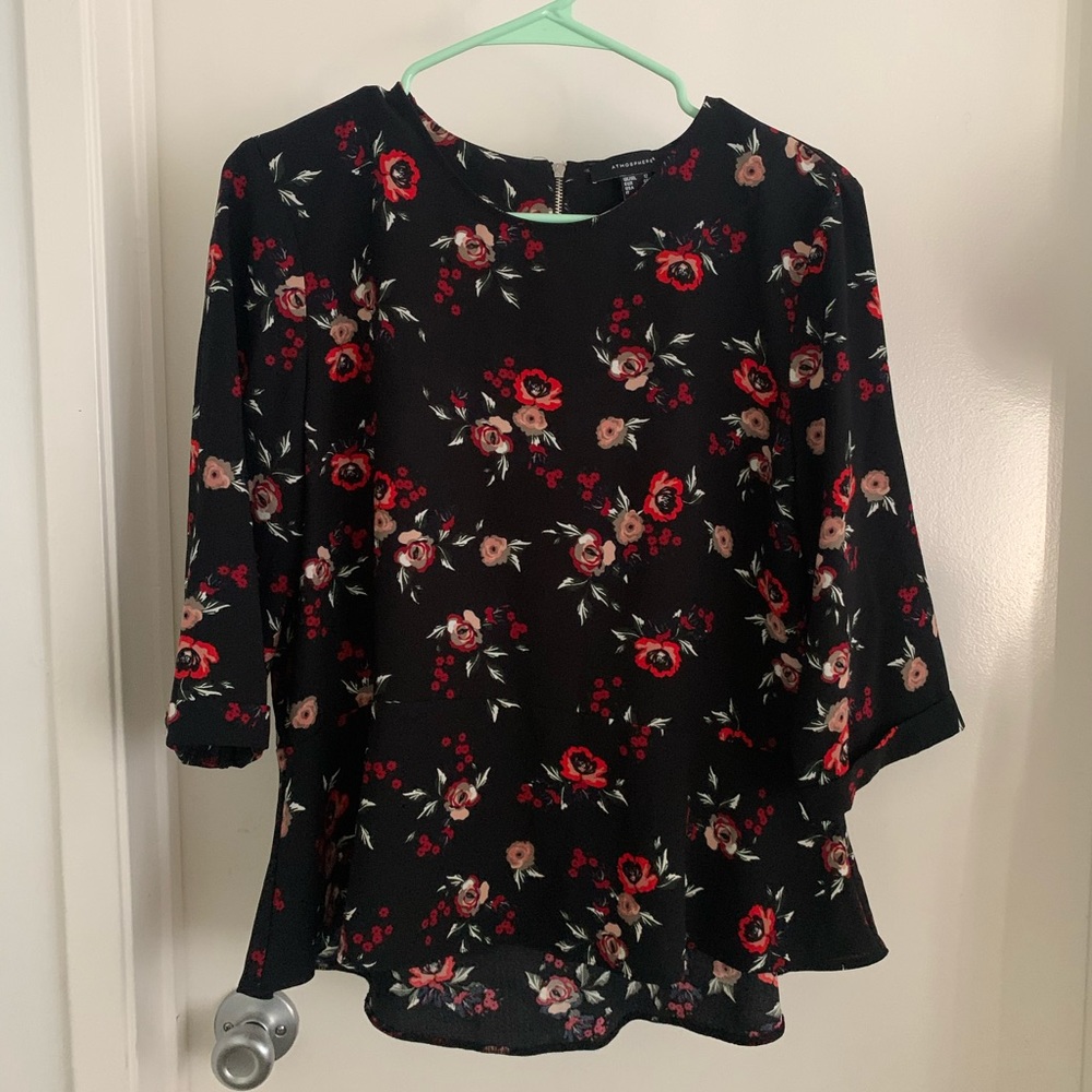 Primark black floral blouse size 8